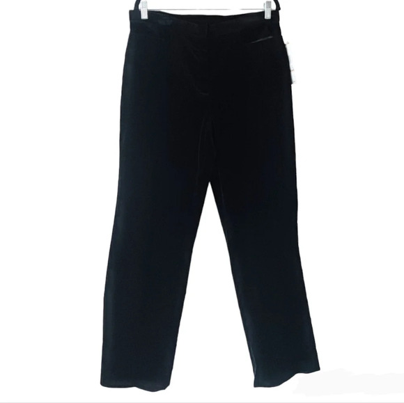 ANNE KLEIN Ascot Black Velvet Wide Leg Trousers Pants 12 - Picture 1 of 11